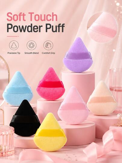 Triangular Suede Powder Puff 5/100pcs, Ultra Soft Suede Material, Suitable For Contouring, Eyes And Corners, Suitable For All Skin Types