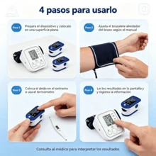 Set de Dispositivos de Control de Salud para Adultos y Ancianos, Mide Presión Arterial, Saturación de Oxígeno y Temperatura Corporal - ALPES-GRIS - Ver 8