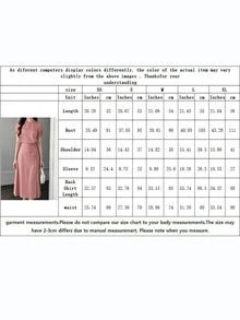 Women's Summer/Autumn 2-Piece Set, Puff Sleeve Button Detail Top + Slit Hem Midi Skirt, Elegant Commute & Date Outfit - Baby Blue - View 4