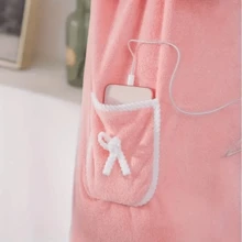1pc Soft Thickened Coral Fleece Bathrobe, Cute Bow Pocket And Absorbent Design, Suitable For Bathing And Towel Wrap! Women's Exclusive, Comfortable And Durable Spa Wrap, Perfect For Bathroom, Camping, Beach, Spa, Hot Spring, Swimming, Travel - Multicolor - View 5