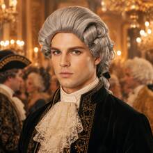 Vintage 18th Century Gentleman Judge Curly Ponytail Wig, Synthetic Fiber Full Head European Court Noble Style Wig, Halloween Historical Theme Cosplay Costume Accessory, Adult Men's - Multicolor - View 6