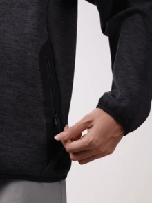 CAMEL CROWN Men's Outdoor Fleece Jacket Stand Collar Windproof Thin Fleece Keep Warm Sports Jacket Sweatshirt Lining - Phantom Black - View 5