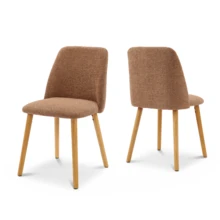 Goeurvant Modern Ergonomic Dining Chair With Curved Backrest - Set Of 2 / Set Of 4 / Set Of 6 - Brown/Chenille - View 14