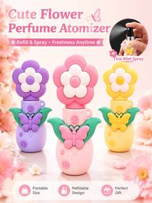 Nachfüllbare Duftsprühflasche, 3D-Blumendesign, Mini-Reise-Duftflasche, tragbarer Duftsprüher, auslaufsichere Duftflasche, kleiner Duftbehälter, Make-up-Taschen-Accessoire, Beauty-Tool für Frauen und Mädchen - Übersicht 1