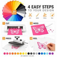 20 Colors 12*10 Inch Bohemian Style Printed Heat Transfer Vinyl Sheet Set, Easy To Cut And Peel Heat Transfer Film, Suitable For T-Shirts, Clothing, Bags And Personalized DIY Apparel Making - Multicolor - View 4