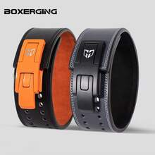 BOXERGING Powerlifting Fitness Weightlifting Belt Quick Release Buckle Squat Deadlift Cowhide Leather Lever Belt Professional Bodybuilding Protective Gear For Men - Multicolor - View 3