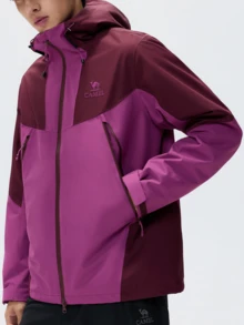 CAMEL CROWN Men's Single-Layer Hardshell Outdoor Jacket, Comfortable, Water-Repellent, And Lightweight Hiking Mountaineering Jacket Suitable For Spring - Sea Anemone Purple/Dark Cherry Red - View 2