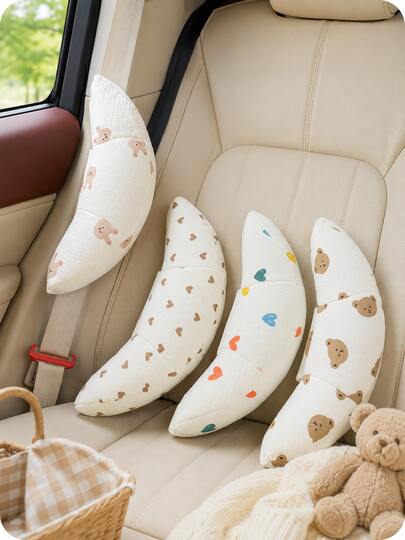 Bantalan Bahu Sabuk Pengaman Mobil Berbentuk Bulan, Bantal Leher Tebal dan Lembut, Penutup Sabuk Pengaman dengan Motif Kelinci Kartun Lucu, Aksesori Interior Mobil Universal, Cocok untuk Mengemudi, Perjalanan Jauh, SUV, Sedan