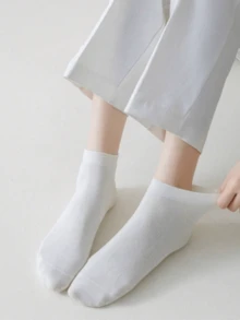 5/7/10 Pairs (Random Assorted Colors) Solid Color Unisex Sports Casual Short Socks, Soft Comfortable Breathable, Suitable For All Seasons, Cotton Socks - Multicolor - View 3