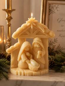 3D Christmas Scene Silicone Candle Mold, Holy Family Stable Statue Mold, Nativity Christmas Scented Candle Mold, DIY Plaster Epoxy Resin Religious Home Decor Craft - Silicone Candle Mold - View 7