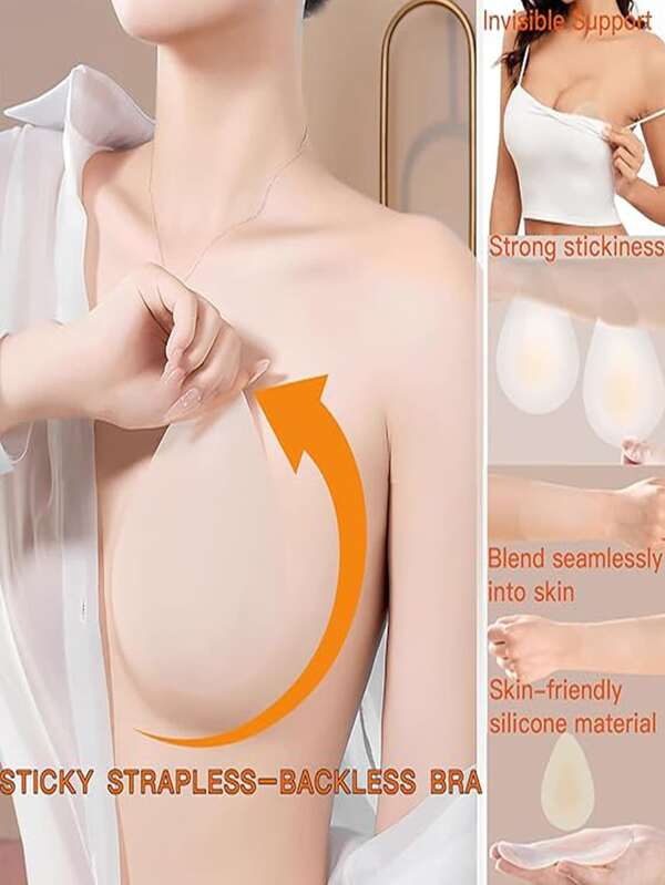2pcs Reusable Invisible Self-Adhesive Anti-Friction Nipple Covers, Suitable For Swimwear, Tops, Camisoles, Beach, Spa, Water Park, Swimming Pool, Spaghetti Strap And Daily Wear, Washable, Breathable For Summer Parties, Swimwear Adhesive Accessory
