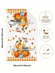 2/4/48pcs Kitchen Dish Cloths, Autumn Theme Dish Towels, Pumpkin & Maple Leaf Decor, Happy Fall Holiday Atmosphere Kitchen Cleaning Cloths, Absorbent Table & Dish Wiping Cloths, Multi-Purpose, High Absorbency Kitchen Towels - Multicolor - View 7