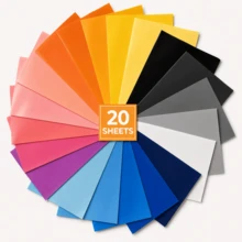20 Colors 12*10 Inch Bohemian Style Printed Heat Transfer Vinyl Sheet Set, Easy To Cut And Peel Heat Transfer Film, Suitable For T-Shirts, Clothing, Bags And Personalized DIY Apparel Making - Multicolor - View 1