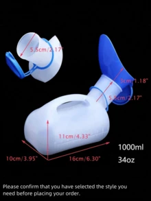 1pc Universal Portable Urinal - 34oz Female Urine Collector - Women's Urination Funnel Cup, Suitable For Emergency, Travel, Car And Camping - Portable Home Urinal With Lid And Funnel - View 3