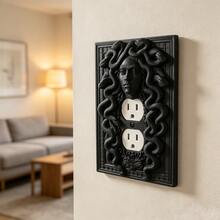 1pc 3D Printed Plastic Medusa Snake Pattern Embossed Switch Plate, Halloween Dark Gothic Style Wall Decor, Personalized Plastic Home Switch Protective Cover - Multicolor - View 4
