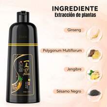 IIIMEIDU Gray Hair Coverage Black Hair Dye Shampoo, Plant-Based Hair Dye Shampoo, Suitable For Gray Hair, Semi-Permanent Hair Color Shampoo, Unisex, Plant Ingredients, 3-In-1 Gray Hair Coverage, Lasting 30 Days/500ml - 黑色 - 查看 2