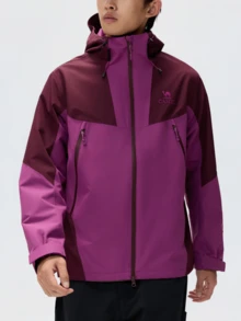 CAMEL CROWN Men's Single-Layer Hardshell Outdoor Jacket, Comfortable, Water-Repellent, And Lightweight Hiking Mountaineering Jacket Suitable For Spring - Sea Anemone Purple/Dark Cherry Red - View 1