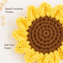 2/4pcs Handmade Crochet Sunflower Decorative Pendant, Yellow Flower With Brown Center, Suitable For DIY Crafts, Keychains, Decorative Flowers, Exquisite Craftsmanship, Holiday/Graduation Gift - Yellow - View 7