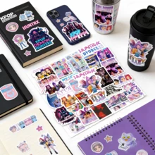 KPop Demon Hunters 65pcs Hunter Theme K‑POP Stickers, With K‑POP & Kpopdemonhunters Design, They Feature Unique Charm And Vivid Hunters Images For Fans. Blending Cute INS Style And K‑POP Fashion, Waterproof And Durable Vinyl Stickers, Perfect For Decorating Luggage, Laptops And Phones. Great For Collecting, Supporting, Birthday Parties, Party Favors, Gifts - Multicolor - View 8