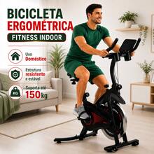 Bicicleta Ergométrica Spinning Fitness Ajustável até 150kg com Rodinhas e Painel Digital Inércia 13kg - Preto - Visão 2