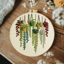 1PC 20*20cm/7.9*7.9in,Various Types Of Plants Embroidery Kit, DIY Handmade Embroidery Set For Adult Beginners, Home Gift, Women's Sewing Gift, Including User Manual, Printed Pattern Fabric, Embroidery Frame, Needle And Thread. - Various Types Of Plants - View 8