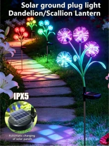 1件裝太陽能蒲公英LED花園插地燈,暖白/冷白/RGB變色,IPX5防水太陽能景觀燈,光感自動開關,戶外庭院草坪露台小徑節日裝飾燈 - 太陽能蒲公英燈 - 查看 6