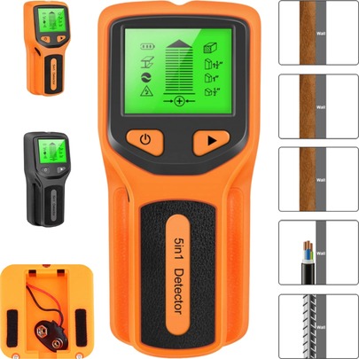 5en1 Portable Stud Finder Wall Scanner With LCD Display, Wood, Metal, And Hidden Wire Detector, Center And Edge Location