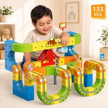 133-Piece 3D Anti-Gravity Electric Train Track Set, DIY Assembly Toy With Firm Link Structure - Multicolor - View 2