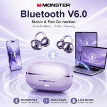 Monster Earbud Nirkabel Bluetooth 6 Model Jepit Terbuka, Headset Olahraga Ringan, Mode Latensi Rendah untuk Game, Peredam Kebisingan Panggilan ENC, Daya Tahan Baterai Lama untuk Olahraga Harian, Perjalanan, dan Bermain Game - View 4