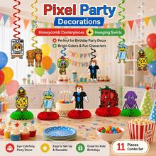 Roblox 11入 9-10cm輕量紙製蜂巢桌飾與懸掛旋轉飾品，可愛方塊遊戲角色印花，多色螺旋形吊飾裝飾，易展示派對裝飾品，兒童遊戲主題生日，室內桌面與天花板裝飾 - Steal a Brainrot 蜂窩 - 查看 3