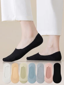 ZUJO 5 Pairs Women's Invisible Thin Ankle Socks, Solid Color, Suitable For Spring, Autumn, Summer Daily Wear, Simple And Comfortable, Random Color - Multicolor - View 4