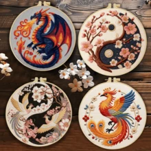 1PC 20*20cm/7.9*7.9in,Mysterious Animals And Gossip Patterns Embroidery Kit, DIY Handmade Embroidery Set For Adult Beginners, Home Gift, Women's Sewing Gift, Including User Manual, Printed Pattern Fabric, Embroidery Frame, Needle And Thread. - Mysterious Animals and Gossip Patterns - View 12