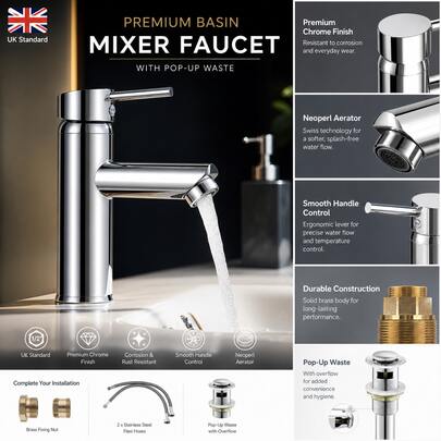 Cisivis Cloakroom Modern Bathroom Basin Sink Mono Mixer Tap Waste New