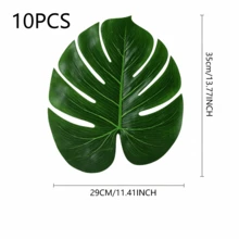 10/20/30/40/50/78pcs Artificial Palm Leaves, Large Leaf Placemats, Green Palm Leaves Party Decor, Tropical Tabletop Decor, Hawaiian Leaves Decor, Wild Animal Leaves Decor, Fake Plants - Green - View 20