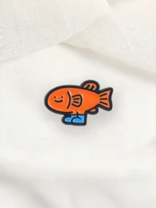1PC Cute Cartoon Fish Enamel Pin Funny Fish With Boots Design For Women Men Animal Lovers Jacket Backpack Decor Alloy Lapel Pin Gift - Multicolor - View 1