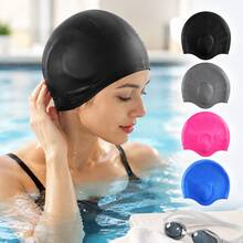 Professional Silicone Waterproof Swimming Cap - Double Ear Coverage Design, Suitable For Adults And Long Hair, Anti-Slip And Durable, Essential For Training/SPA - Multicolor - View 2