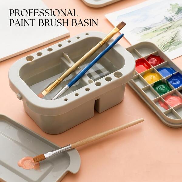 Paint Brush Cleaner With Paint Palette, 4-In-1 Water Circulation Paint Cleaning Cup Brush Washer, Equipped With Water Tank, Combines Brush Cleaning, Color Palette And Brush Storage In One, Suitable For Watercolor, Acrylic, Oil Painting And Other Painting Purposes