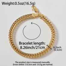 1pc Classic Vintage 18K Gold Plated Braided Copper Bracelet, Unisex, Suitable For Daily Wear And Party, Fashion Hip-Hop Gift Jewelry - Gold - View 9