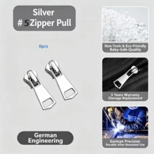EDCUEBE7 6pcs Zipper Pulls (Size 3, 5, 8) Zinc Alloy Ready-To-Use Universal Sewing Zipper Repair Kit With Buckle And Hook, Durable Metal Zipper Replacement Set For Jackets, Bags And Clothing - Multi-color (6-pack) - View 17