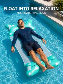 Double Tube Inflatable Water Bowknot Hammock, Adult Water Hammock Foldable Backrest Chair Inflatable Toy Lounge Chair Float, Pool Floating Device, Easy To Carry For Travel - 2-tube Float - View 2