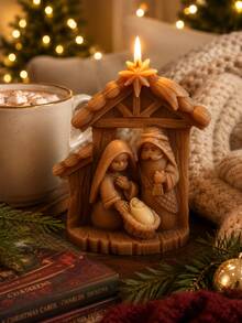 3D Nativity Manger Scene Silicone Mold With Virgin Mary, Saint Joseph, Baby Jesus, Stable And Star Of Bethlehem, For Aromatherapy Candles, DIY Diffuser Stone, Plaster, Resin, Religious Christmas Decor Handmade Mold - Candle Molds - View 5