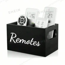 1pc Remote Control Storage Box, TV Remote Control Organizer, Desktop Remote Control Holder, Bedside Wooden Remote Control Box, Bedside Storage Box - Multicolor - View 2