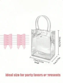 10pcs Transparent Plastic Gift Bags With Ribbon Bows, Reusable, Suitable For Weddings, Birthdays, Baby Shower Parties - Multiple Styles - View 3