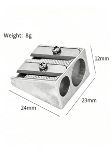 Premium Handheld Metal Pencil Sharpener - Durable Wedge Design, Creative Aluminum Alloy Dual-Hole Pencil Sharpener, Dual-Hole Design For Efficient Sharpening, Perfect For School, Office And Art Projects, Easy To Use And Clean - Multicolor - View 4