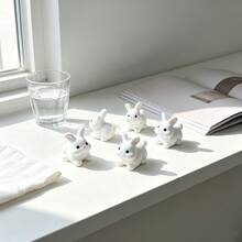 50/30/20/10/5/1pc Mini Resin Rabbit Figurines - Cute Q-Version Sitting/Lying Rabbit, Includes Sitting, Lying, Kneeling And Standing Poses, Suitable For DIY Miniature Garden, Easter Decoration, Dollhouse Scene Arrangement - Outdoor/Miniature Rabbit Statue 5-Piece Set - One Size - View 3