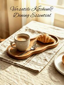 1pc Acacia Wood Serving Tray, Decorative Wooden Tray For Dishes, Desserts, Snacks, Kitchen Table & Coffee‑Table Home Decor, Ideal Housewarming Gift For Parties - View 7