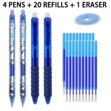 Erasable Gel Pen Set, 6 Retractable Pens (Black, Blue, Red) With 15 Replacement Refills And 1 Blue Eraser, Smooth Writing Clickable Pens With Replaceable Refills, Suitable For School, Office, Home Study, Journaling And Planning - Multicolor - View 16