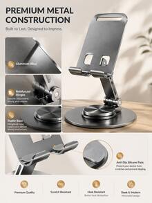 Metal Phone Stand Portable Phone Tablet Desktop Support Stand Tablet Holder Foldable 360 Degree Rotation, Adjustable Angle Support, Charger Compatible - Phone Stand - View 5