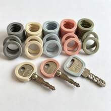20/10/5pcs Silicone Key Caps, Morandi Color Key Identification Rings, Flexible Rubber Key Head Protective Covers, Color Coded Key Marker Rings, Suitable For Home Keys And Office Keys Organization Accessories - Keychain Protective Case - View 1