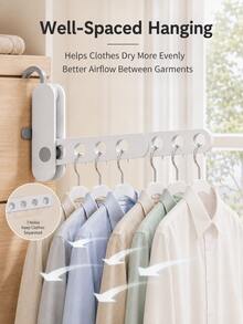 Foldable Clothes Hanger With Adjustable Support Panel; Multi-Functional Portable Drying Rack; Suitable For Short Sleeve Tops And Shirts; Ideal For Travel, Business Trips And Hotel Stays. - Multicolor - View 2